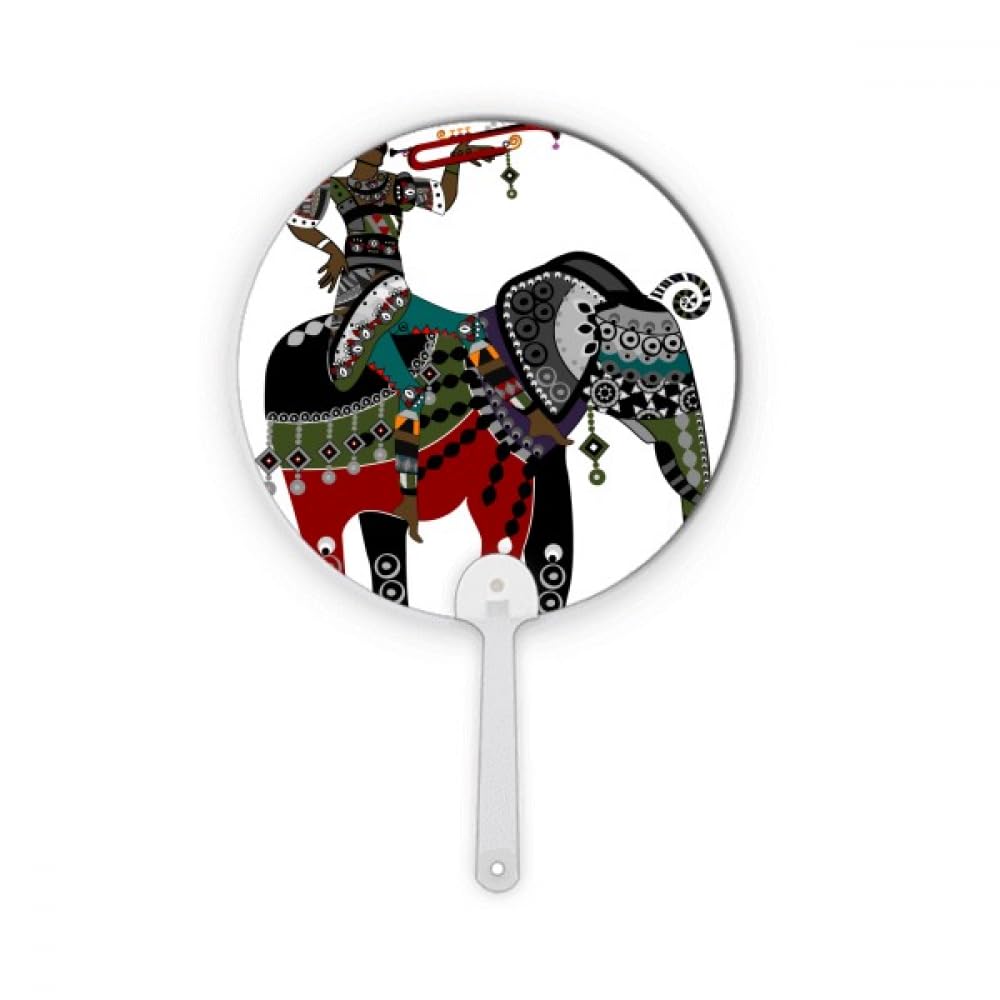 Éléphant Trekking Chine fan portable rond en plastique pour décorations artisanat