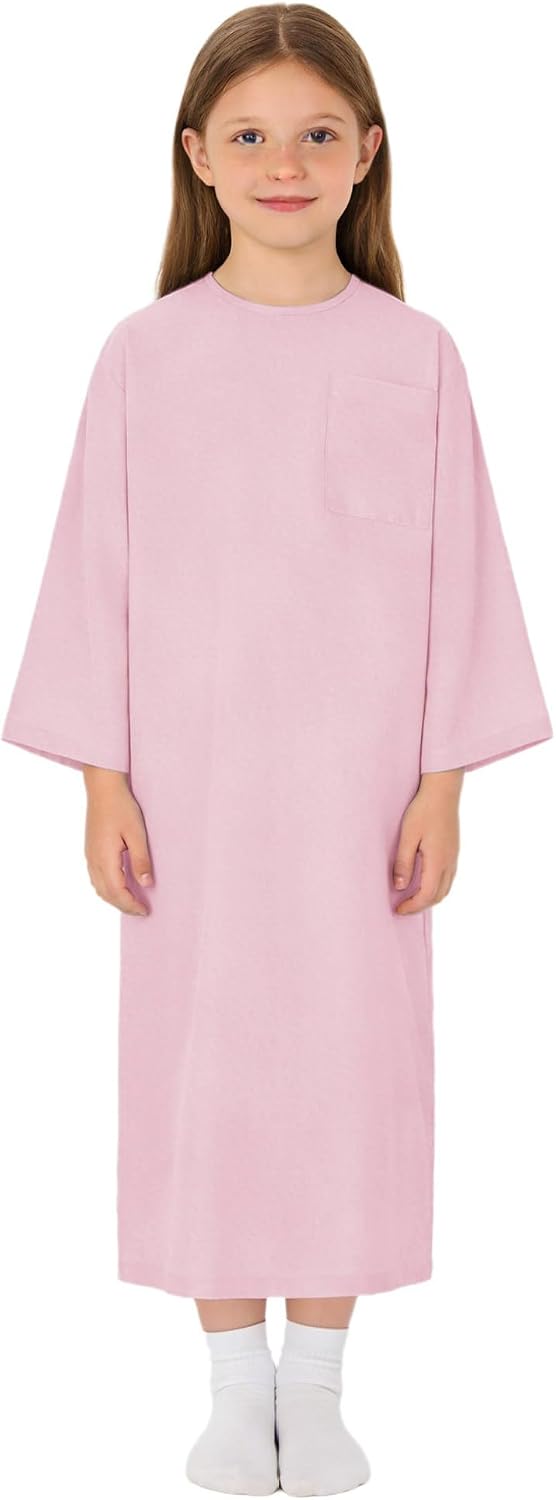 CHICTRY Kids Girls Special Needs Adaptive Clothing Long Sleeve Hospital Gown Tear Away Patient Post Pink 6 Years