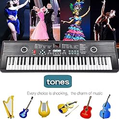 61 Key Keyboard Piano, Electric Piano Keyboard with Built-in Dual Speakers, External Microphone & Power Adapter – Portable Electronic Digital Piano for Beginners & Christmas Gift – Black - Les Beatles, Paul McCartney, John Lennon, RIngo Starr, George Harrison 61 Key Keyboard Piano, Electric Piano Keyboard with Built-in Dual Speakers, External Microphone & Power Adapter - Portable Electronic Digital Piano for Beginners & Christmas Gift - Black – Image 3