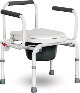 Silla De Inodoro con Inodoro Junto A La Cama, Plegable, Liviana, Altura Ajustable, Silla De Inodoro para Ancianos, Inodoro con Orinal, Silla De Inodoro Portátil para Personas Mayores Y Discapacitadas