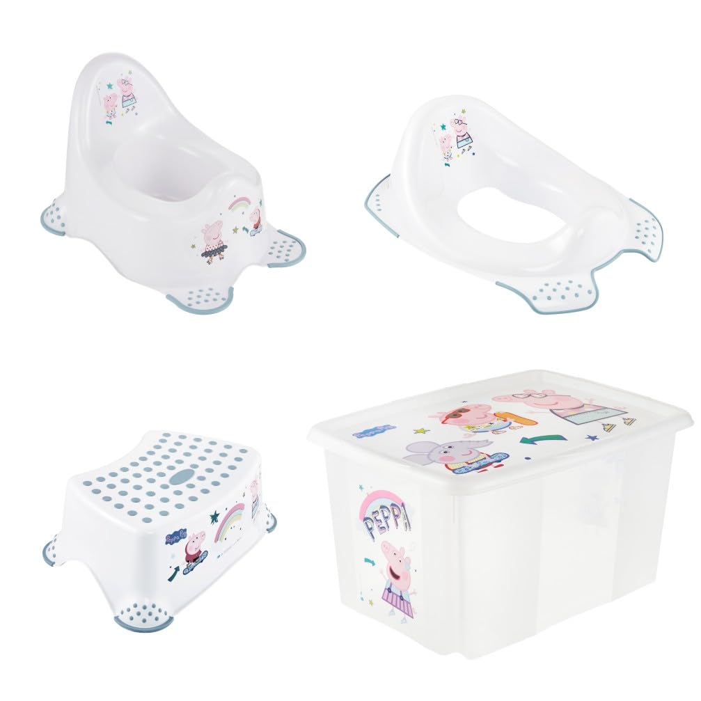 keeeper Peppa-Set Babytopf adam + Toilettensitz ewa + Tritthocker tomek + Aufbewahrungsbox karolina 45l, adam ca. 18 Monate - 3 Jahren, ewa ca. 24 Monate - 4 Jahre, tomek ca. 3-14 Jahre, Nordic White