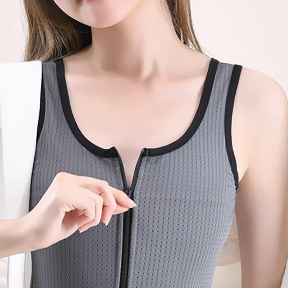 Breast Binder Women Lesbian Tomboy Elastic Flat Chest Compression Vest Tank Top Zipper Shapewear Bra
