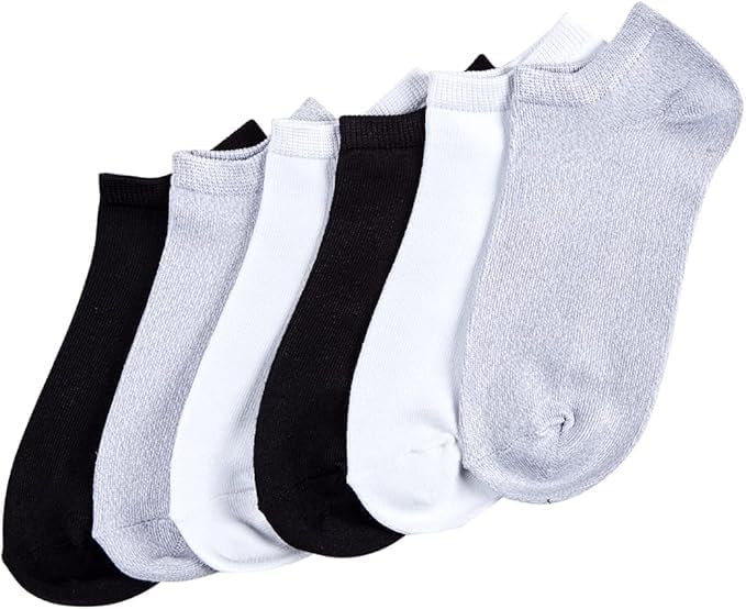 โ No-Show Socks, 6 Pairs, for Men, Women and Young Adults, Breathable Cotton