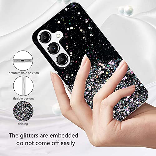 Yarxiawin Phone Case for Samsung S23 FE, Glitter Bling Design for Samsung Galaxy S23 FE Case Clear Silione Soft Aesthetic Slim Cover Pink Cute for Women & Girls (Black) by Yarxiawin - Image 4