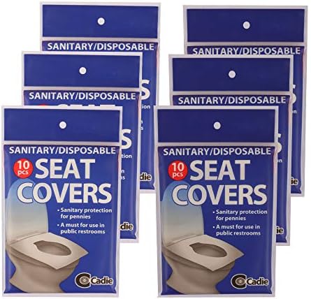 Disposable Paper Toilet Seat Covers - Flushable and Hygienic Travel Paper Potty Barrier for Urinating in Public Hotel, Stations, Restaurants, Plane, Mall, Office Resealable | 6 Pack (60Count) By Cadie image 5