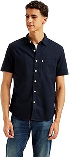 Levi's Men's Cotton Solid Slim Fit Shirt (24577-0261_Blue 34)