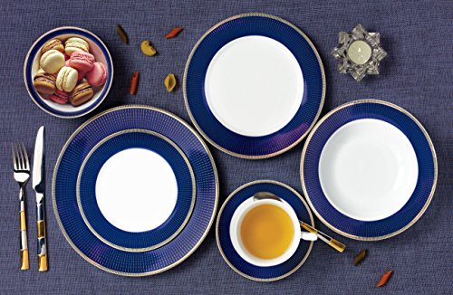 Lorren Home Trends Midnight-57 57 Piece Dinnerware Set-Bone China Service For 8 People-Midnight, Blue #TOP3