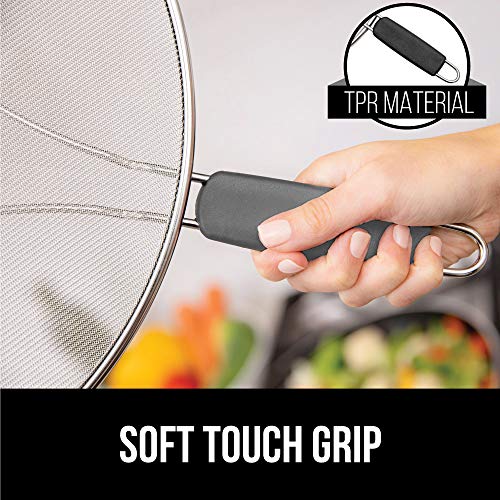 Gorilla Grip Splatter Screen For Frying Pan, Easy Clean Stainless Steel Grease Cover, Stop Hot Oil And Bacon Splash, Cooking Guard For Skillet, Comfortable Handle, Dishwasher Safe, 11.8 Inch, Gray #TOP3