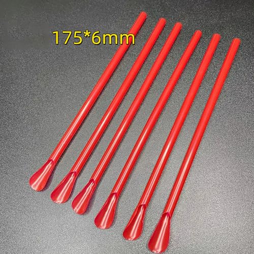 200 pitillos rojos desechables con cuchara 17.5 cm miniatura 2
