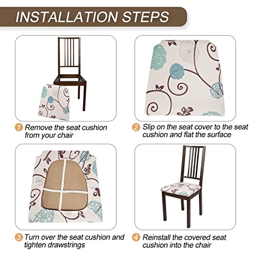 Image of SearchI Seat Covers for Dining Room Chairs Stretch Printed Chair Seat Covers Set of 4, Removable Washable Upholstered Chair Seat Protector Cushion Slipcovers for Kitchen, Office(Ball Flower)