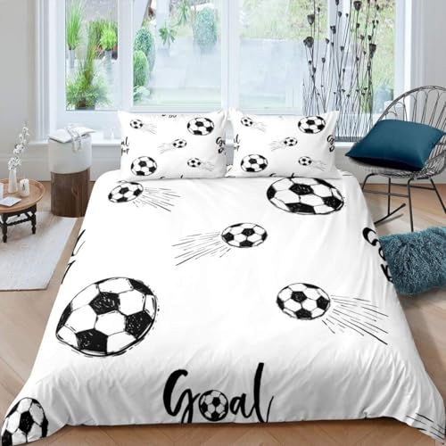 richhome Garçon Football Parure de Lit Sport thème Ensemble de literie Enfants Football Pattern...