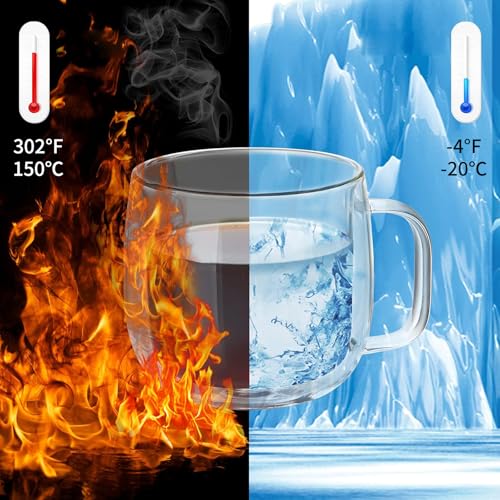 Mug en verre double paroi 300ml MESNEY isolant haute température x4