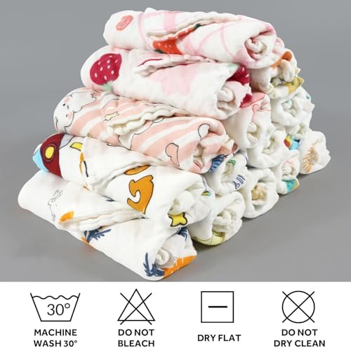 Taxzode Muslin 6 Layer Organic Cotton Face Towels for Newborn Baby Extra Soft Hankies Reusable Napkins for Infants Toddlers/Kids (Pack of 5) (White) 2