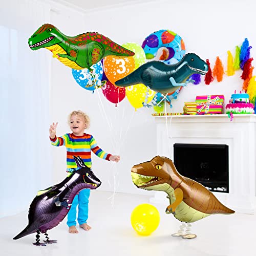 KESOTE Dinosaur Balloons, 6 Pack Fun Walking Animal Balloons Mylar Foil Helium Animal Dino Balloons for Kids Birthday Party Decorations Dinosaur Party Supplies
