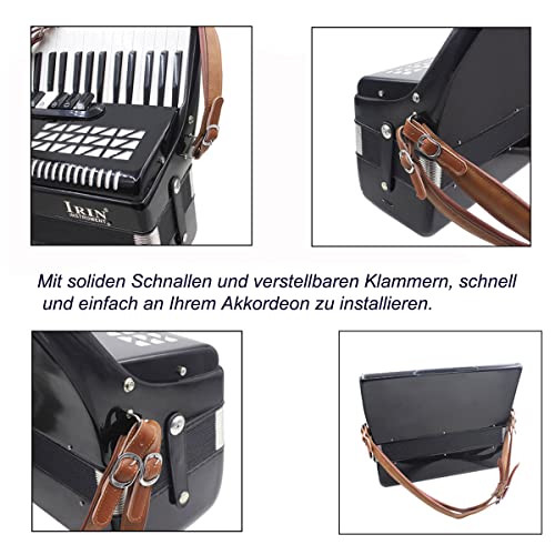 SAUYRASR 1 Pair Soft PU Leather Accordion Straps Adjustable Accordion Shoulder Straps with Adjustable Buckles for 16-120 Bass Accordions - Image 4