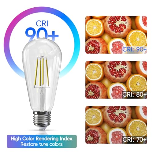 Image of Jensense Edison Bulbs E26 LED Bulb 60 Watt Equivalent, Vintage LED Light Bulbs CRI90+ ST19, Dimmable Clear Light Bulbs (2700k Warm White, 8watt-8 Pack)
