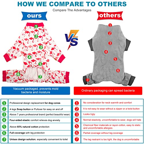 Lovinpet Large Dog Pjs, Anxiety Calming Shirt, Dog Jammies For After Surgery, Flamingo Print, Large Dog Clothes, 4 Leg Style Pullover Dog Onesie For Dog,Red Xl #TOP5