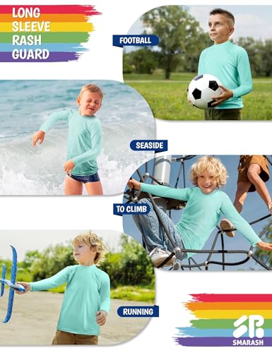 Image of Boys Rash Guard Swim Shirts Long Sleeve UPF 50+ Swimwear Toddler Kids Sun Protection SPF Water Surfing Swimming Shirts 0-16Y