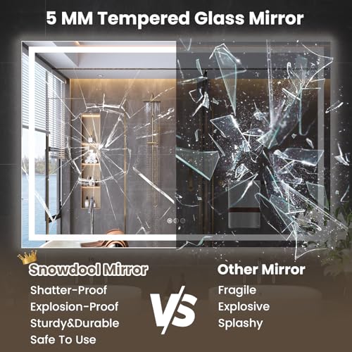 60"X40" LED Bathroom Mirror with Front Lights and Backlit, Anti-Fog, Dimmable, Shatter-Proof Tempered Glass, Lighted Bathroom Vanity Mirror for Wall with 3 Colors, Memory Function