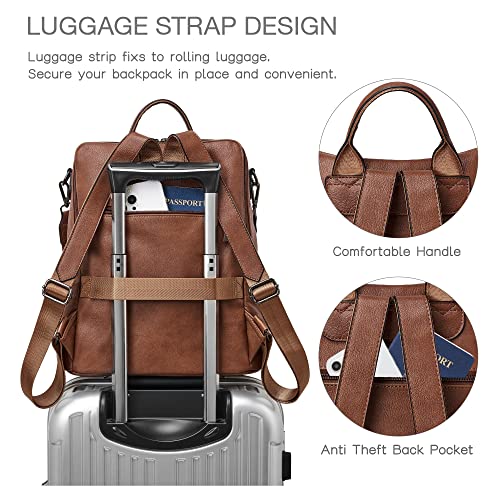 Image of Shrrie Vegan Leather Backpack Purse for Women with Adjustable Shoulder Bag | Water Resistant Fashion Designer Travel Backpack,Convertible Shoulder Bag with Wristlet,College Work