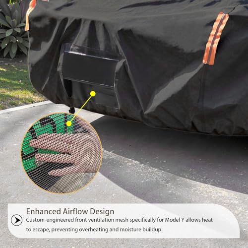 Image of Tesla Model Y Car Cover (2020-2026) Waterproof All Weather, Heavy Duty Car Covers with Driver Door Zipper, Outdoor Rain Snow UV Protection (185 inch - 190 inch)