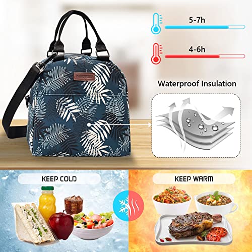Fabuview Insulated Lunch Bag For Women，Large Reusable Lunch Box For Women，Cute Palm Leaf With Adjustable Shoulder Belt, Portable Lunch Tote Cooler Bags, Perfect For Adult Travel Picnic,Office,Working #TOP2