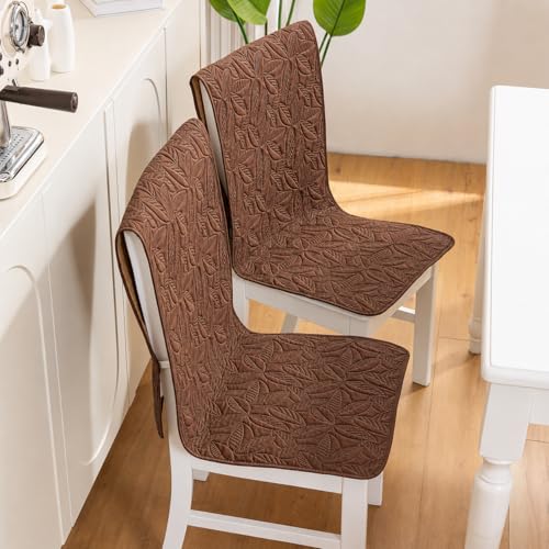 Image of HOMETHREADS Non-Slip Chair Cover-Universal Fit for Kitchen & Dining Chairs-Cushioned Comfort - Stylish Machine Washable Seat Cover -145x45Cm (Brown, Pack of 1)