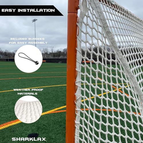 SharkLax Lacrosse Netting Replacement - Weather-Resistant Lacrosse Net for Backyard Goals, Perfect for Enhanced Gameplay and Reliable Performance (Black)