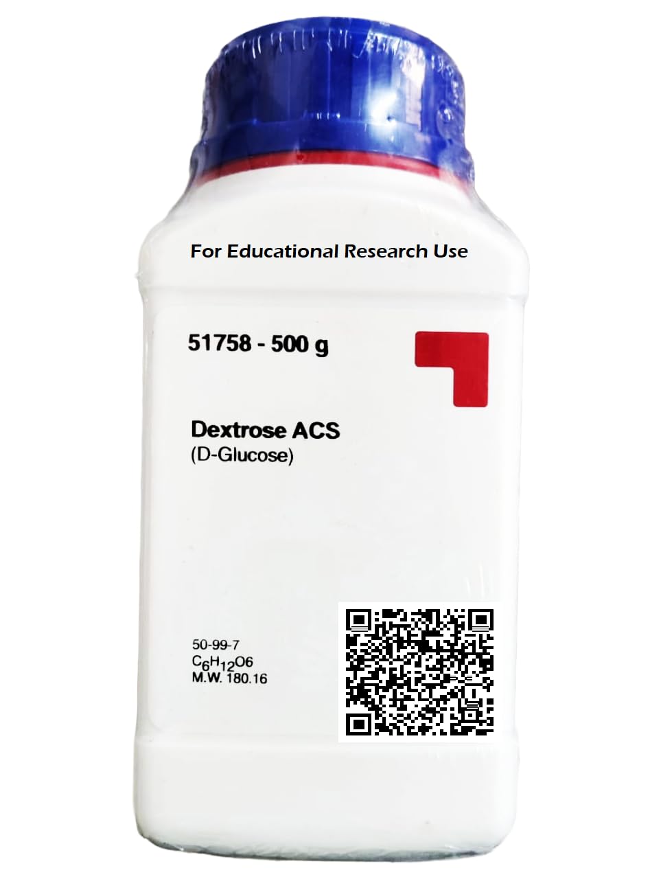 SRL Dextrose extrapure (D-Glucose) ACS Grade 500Gm, CAS 50-99-7, Molecular Formula : C6H12O6, Storage : Room Temperature, Shelf Life : 60 Months, for laboratory and industrial use only