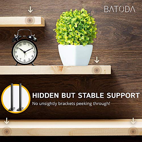 Image of BATODA - 8 inch Heavy Duty Floating Shelf Bracket (6 pcs) - Solid Steel Blind Shelf Supports - Hidden Brackets for Floating Wood Shelves - Screws and Wall Plugs Included (Large Size)