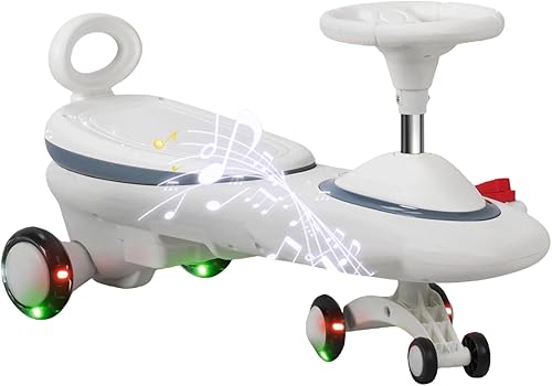 Coche eléctrico Wiggle para niños, 6.7 V, juguete 2 en 1, columpio eléctrico con luz intermitente y música, pedales antideslizantes ampliados de