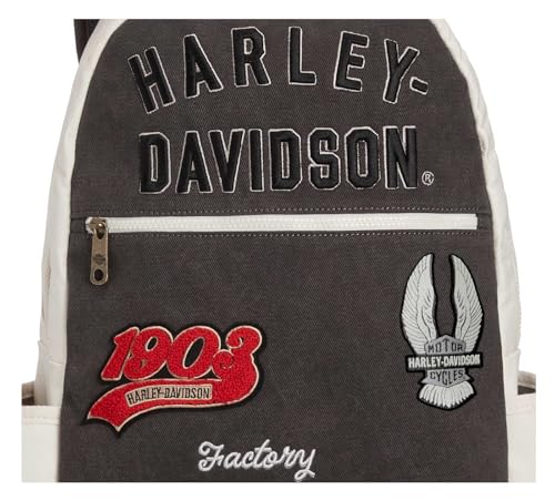 Harley-Davidson Multiple Patches & Logos Vintage Backpack, Durable Canvas4