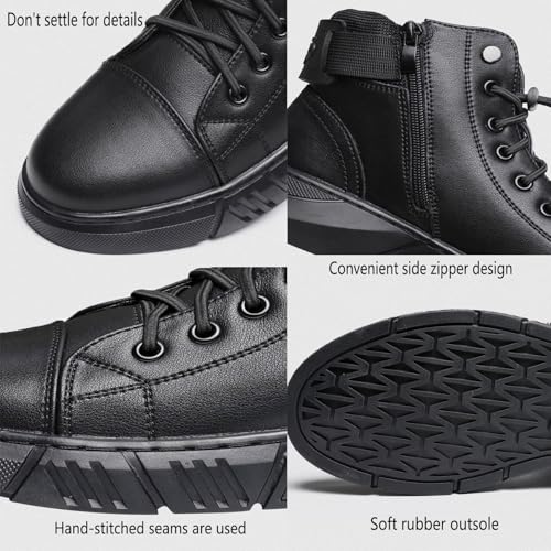 Men's Classic Business Italian Cashmere Chukka Boots Comfortable Non-Slip Shock-Absorbing Side Zipper Ankle Boots Casual Leather Fashion Round Toe Leather Boots3