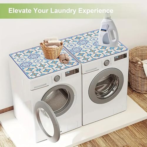 Image of Homecloud Washing Machine Mats for Top of Washer, Washing Machine Protective Mats, Dish Drying Mat, Non-slip Waterproof Washer Dryer Dust Cover Mat for Laundry & Kitchen (60cm x 60cm) (Royal Blue)