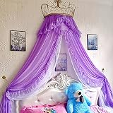 XWSM Prinzessin Betthimmel, Romantisches Hotel Bett Volant Mit Lichter Hängende Kuppel Kinderbett Baldachin Prinzessin Mit Goldener Metallkrone Netz Zum Abdecken des Babybetts, Kinderbett