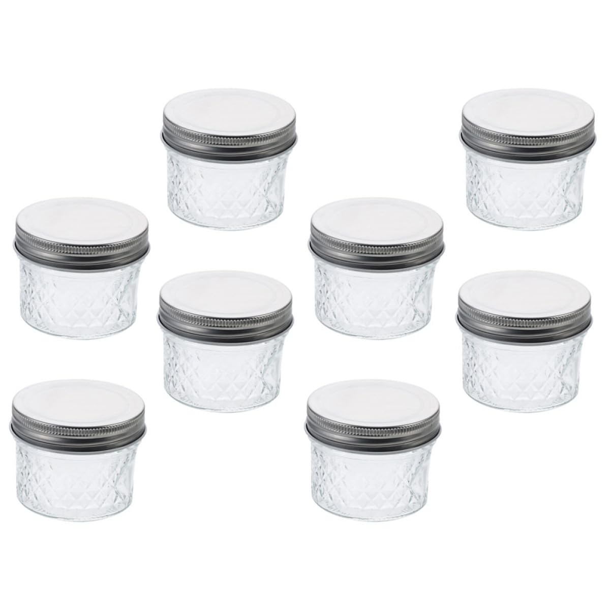 GALPADA Set da 8 Barattoli in Vetro Trasparente 100ml Chiusura Ermetica, Barattoli per Marmellata e Conservazione Caviale, Contenitori Cucina Sigillati per Alimenti Freschi e Sicuri