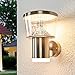Produktbild Lindby Edelstahl LED Wandlampe aussen, Aussenwandleuchte spritzwassergeschützt IP44, inkl. 1x 8,1W LED (fest verbaut), warmweiß (3.000K), Außenleuchte