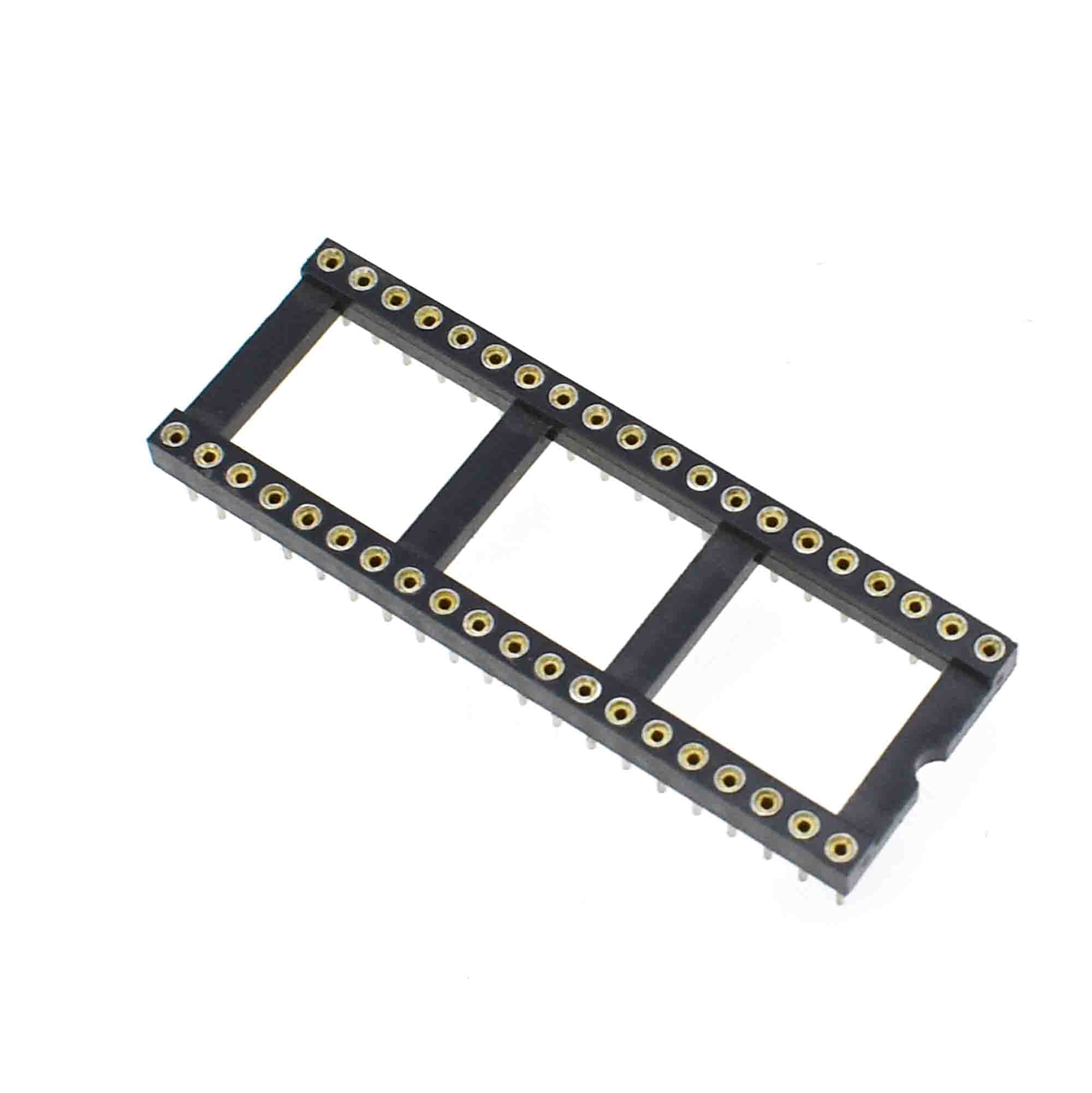 10Pcs IC Socket Flat Foot Round Hole Direct Plug Single Chip Socket 6P 8P 14P 16P 18P 20P 24P 28P 32P 40P (24P-Narrow)