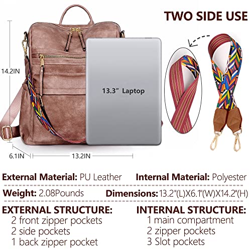 Image of Dora & Liz Womens Backpack Purse Leather Backpack Purse for Women Travel Fashion Backpack Designer Ladies Shoulder Bags