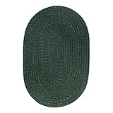 Super Area Rugs Pura Braided Wool Rug Extra Soft Reversible Living Room/Bedroom Carpet, Hunter Green, 2' x 3' Oval