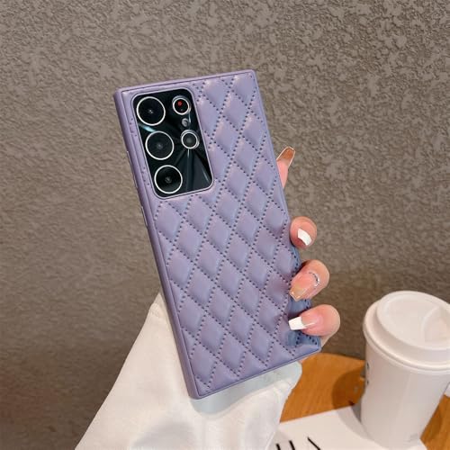 Étui en Cuir Rhombique Samsung S23 Ultra Housse Protection Antichoc Grise