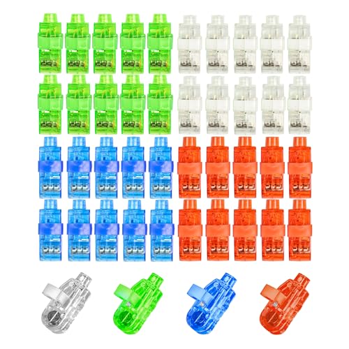 Novelty Place 40Pcs LED Party Finger Lights for Kids with Screw-Secured, LED Finger Flashlight Light Up Finger Ring Toys for Party Favor, Halloween, Raves, Concert Shows