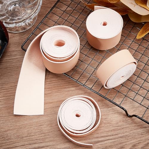GORGECRAFT 37.5mm x 2m Flat Leather Cord 1.2mm Thick Leather Strap Strips Lychee Grain Threads Rope Strings for DIY Crafts Guitar Belt Necklace Bracelet Jewelry Making Braiding Supplies - Image 4