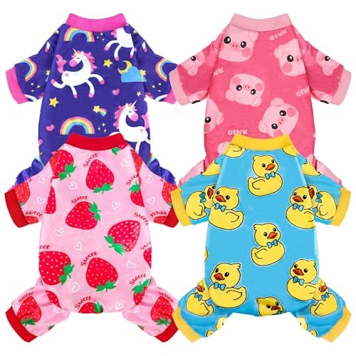 4 Pack Dog Pajamas Soft Lightweight Dog Recovery Suit Onesie Clothes for Small Medium Large Female Pet Boys Girls Dogs Cats — image 1