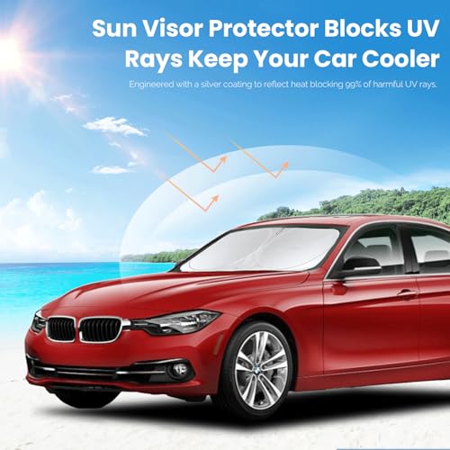 for 3 Series Windshield Sun Shade Sunshade Fits BMW 2013-2018 3 Series/ F30/ F31/ F80/ M3 for BMW 328i 335i 320i 330i 325i Windshield Cover Window Shield Protector Sun Visor Car Accessories