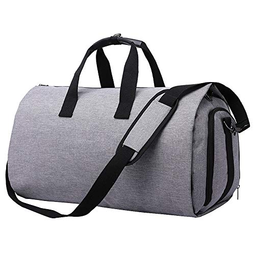 Convertible Garment Bag Carry on Travel Suit Bag with Shoulder Strap, Shoes Compartment - 2 in 1 Waterproof Gym Sport Duffle Bag for Men Women