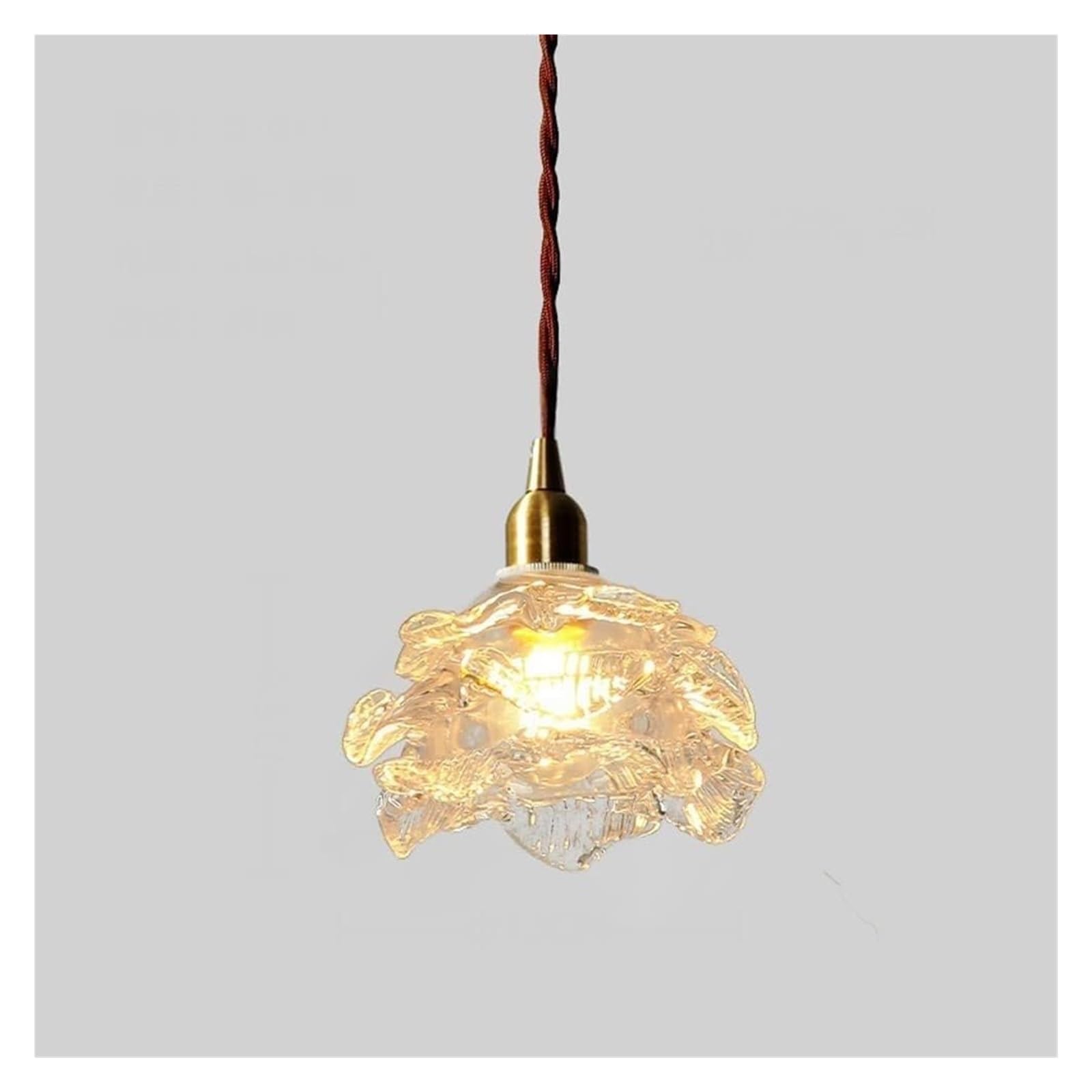 ASerZenith French Petals Glass Chandelier Retro Farmhouse Glass Light Modern Copper Ceiling Light,Chandeliers