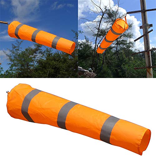 AZX Orange Windsock Rip-Stop Airport Windsock Outdoor Wind Measurement Sock Bag With Reflective Belt (Length 80cm)