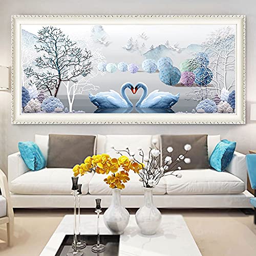 Kit Peinture au Diamant Lac des Cygnes 5D | Mosaïque Strass Haute Brillance 50x120cm