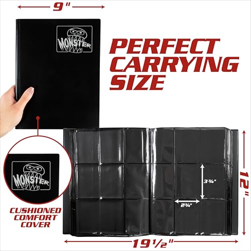 Monster Mega XL 9 Pocket Trading Card Binder- Twice as Thick As Original Monster Album w 40 pages- Easily Holds Over 700 Cards - Matte Black- Compatible with YuGiOh, Pokémon, MTG Magic The Gathering by Monster Protectors - Image 3